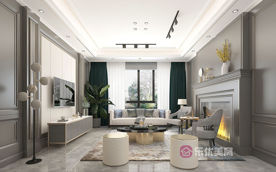 锦尚国际·锦天下174㎡美式轻奢风格装修效果图