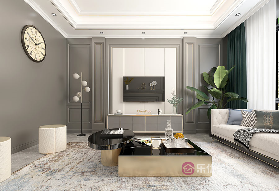 锦尚国际·锦天下174㎡美式轻奢风格装修效果图